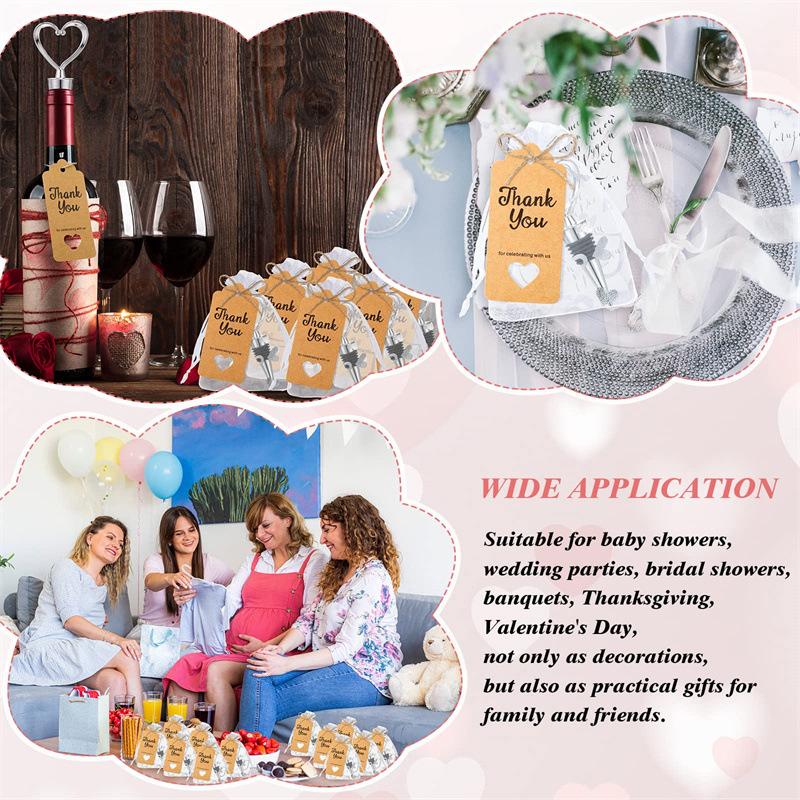 8 Наборов Винных Пробок в Форме Сердца Оптом Свадебные Сувениры Дизайн Любви Пробки для Бутылок Напитков С Прозрачными Мешочками, Этикетками