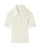 FRAY Sheer Wide Rib Knit Polo FWNT252132 White I.D. Women's
