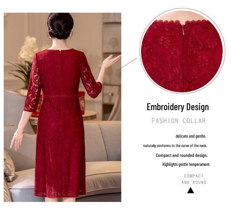 Элегантное бордовое кружевное платье для свадьбы - Модный высококачественный наряд для матери невесты/жениха