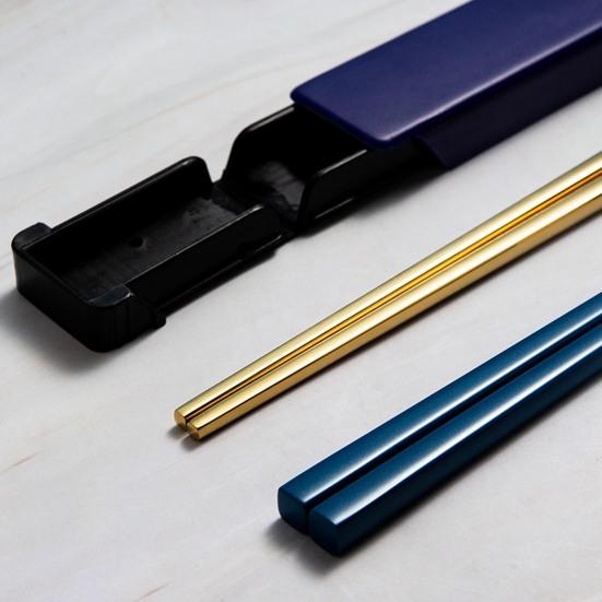 1 Set Stainless Steel Chopsticks with Case Reusable Easy To Clean Rustproof Non-slip Eating Dishwasher