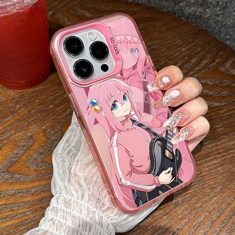 Милый аниме-чехол Bocchi The Rock для iPhone 17 16e 16 15 14 13 12 11 Pro Max Plus 17 Air Armor Мультяшное Покрытие Розовый Чехол для Телефона