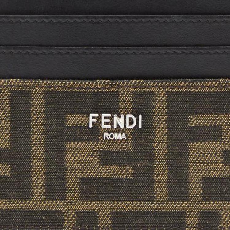 Fendi Серия Roma Логотип бренда Держатель для карт из телячьей кожи Мужской держатель для карт Коричневый 7M0164ALWKF0L3T