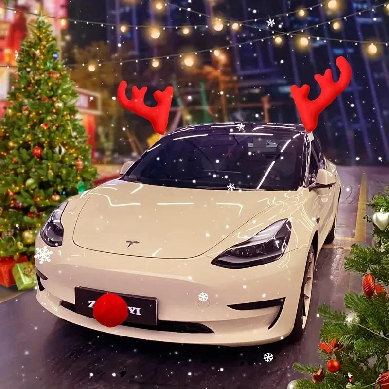 Рождественское украшение для автомобиля Рог оленя Рождественский рог оленя Автомобильный комплект рождественских подарков для автомобиля Автомобильные аксессуары Украшение Подвеска