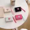 Ins Love Candy Color Wallet Women with Rope Simple Short Wallet Student Girls Cute Wallet Coin Purse Card Holder Badge Holder