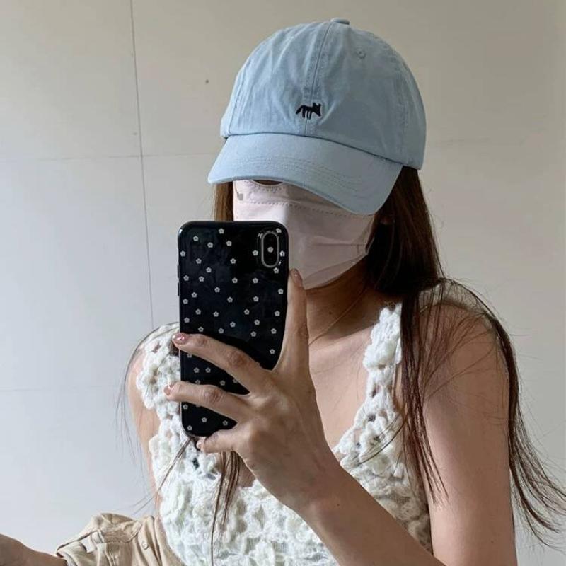 Embroidered Little Fox Baseball Hat Unisex Wide Brimmed Face Showcase Little Duck Tongue Hat Travel Sunshade Hat