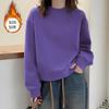 Fashion Spring Pure Cotton Women's Solid Plus Velvet Warm Korean Casual Long Sleeve Pullovers Sweatshirts Tops