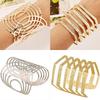 Hot Fashion Unisex Geometric Hollow Out Gold Silver Bangle Punk Cuff Warped Bracelet