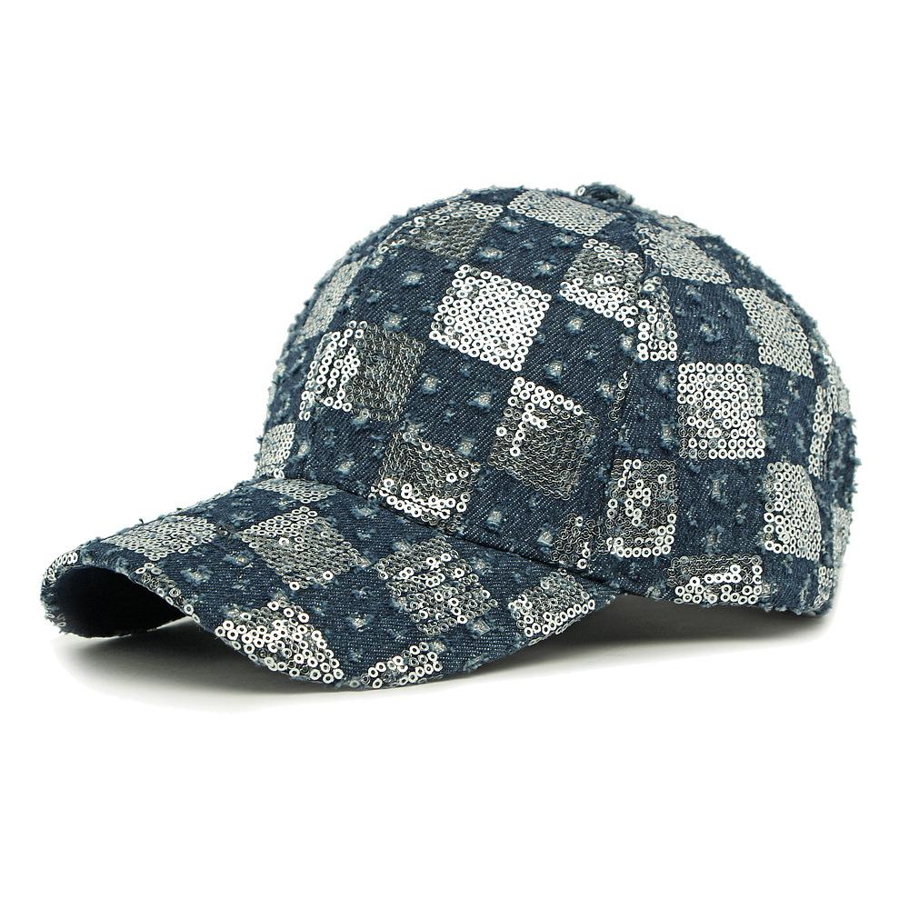 Женская бейсболка с пайетками, мужская джинсовая кепка, уличная защита от солнца, шляпа от солнца