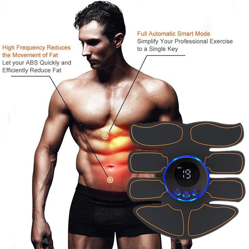 Массажер для мышц живота EMS Фитнес ABS Патчи для тренировки рук Инструмент для упражнений для мышц Машина для похудения тела USB-зарядка Дом Мужчины Женщины