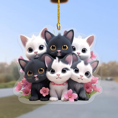 Симпатичный 2D-подвеска из акрила в виде котика, декоративная подвеска на зеркало заднего вида автомобиля, аксессуары для сумок и брелоков