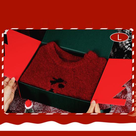 Christmas Gift Box Xmas Eve Red Gift Box with Tree Pattern Presents Wrapping Container for Holiday Decoration