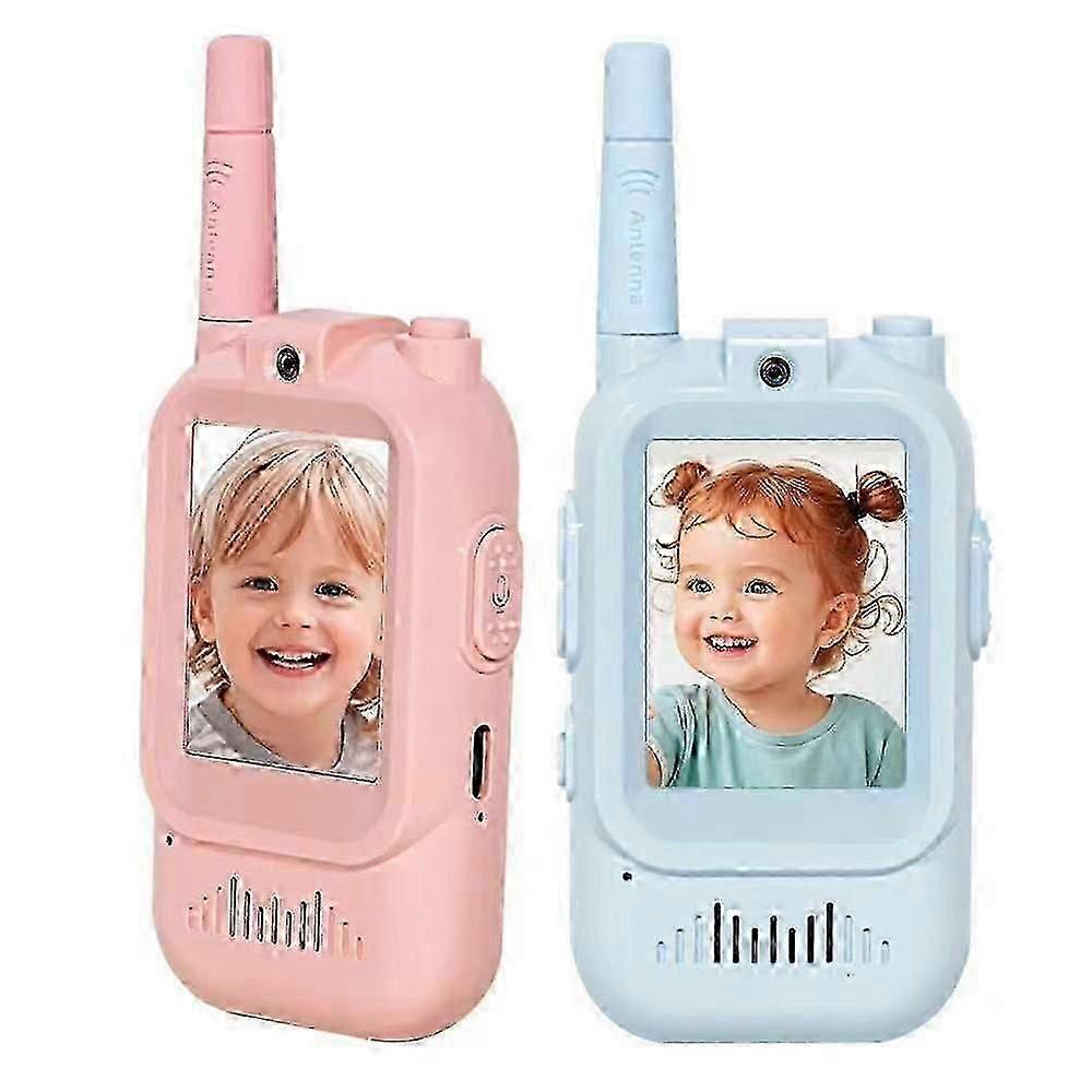 2pcs Video Walkie Talkies for Kids, Handheld 2 Pack Rechargeable Video Intercom Kids Walkies Talkies, Indoor Outdoor Toys for Family Gameszz55