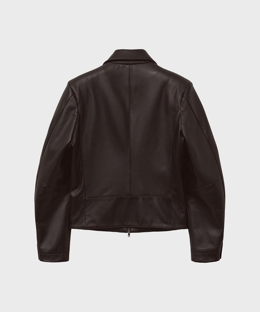 Noirer Goat Shrunken Leather Jacket (Brown)