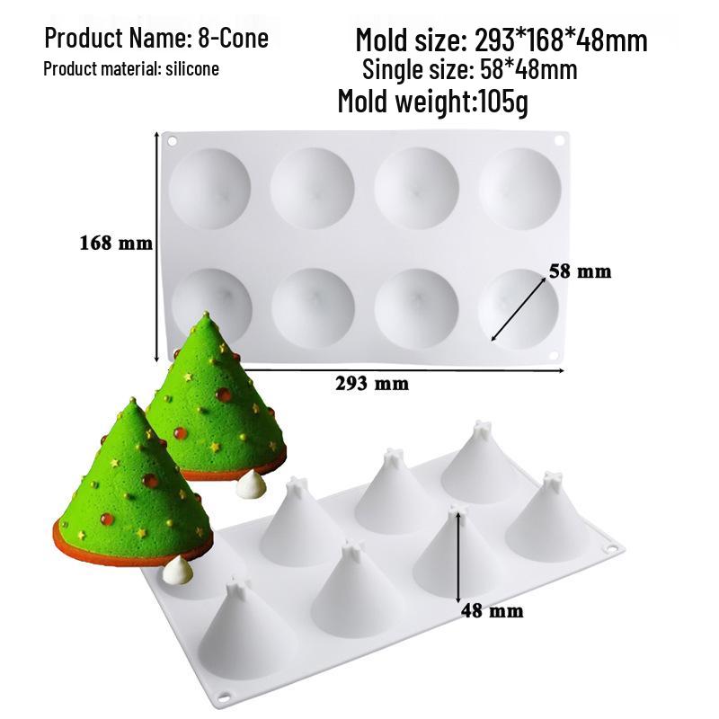 Силиконовая форма Shenhong с 6 ячейками «Рождественская елка и Санта» для муссового торта и выпечки шоколада