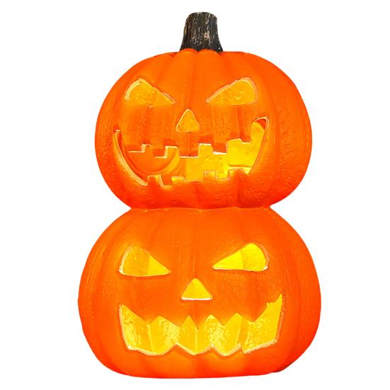 Halloween Pumpkin Lantern Spooky LED Light Up Pumpkin Figurine for Indoor Outdoor Halloween Tabletop Decor