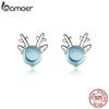 BAMOER настоящие серьги из стерлингового серебра 925 пробы с лосем и девушкой, драгоценные ювелирные изделия, женские серьги, подарок