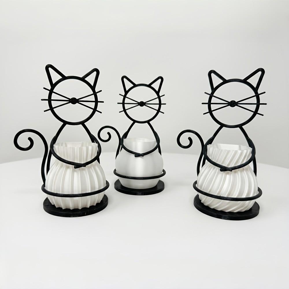 Creative Metal Stand Flowerpot Multi-functional Desktop Flower Vase Funny Cat Shaped Vase Gifts