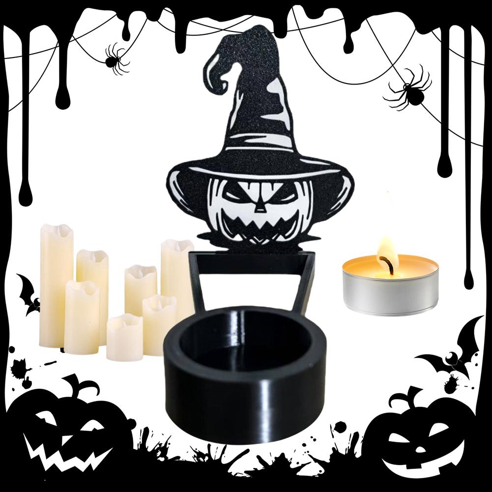 Halloween Funny Shadow Stand Foldable Horror Candle Holder Multi-Purpose Projection Candle Stand Atmosphere Arrangement Craft