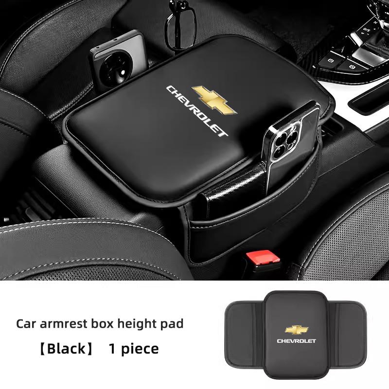 AABHJ1 Car Armrest Cushion Leather Arm Rest Box Pad With Storage Bag For Chevrolet Corvette Montana TrailBlazer Silverado Traverse Bolt