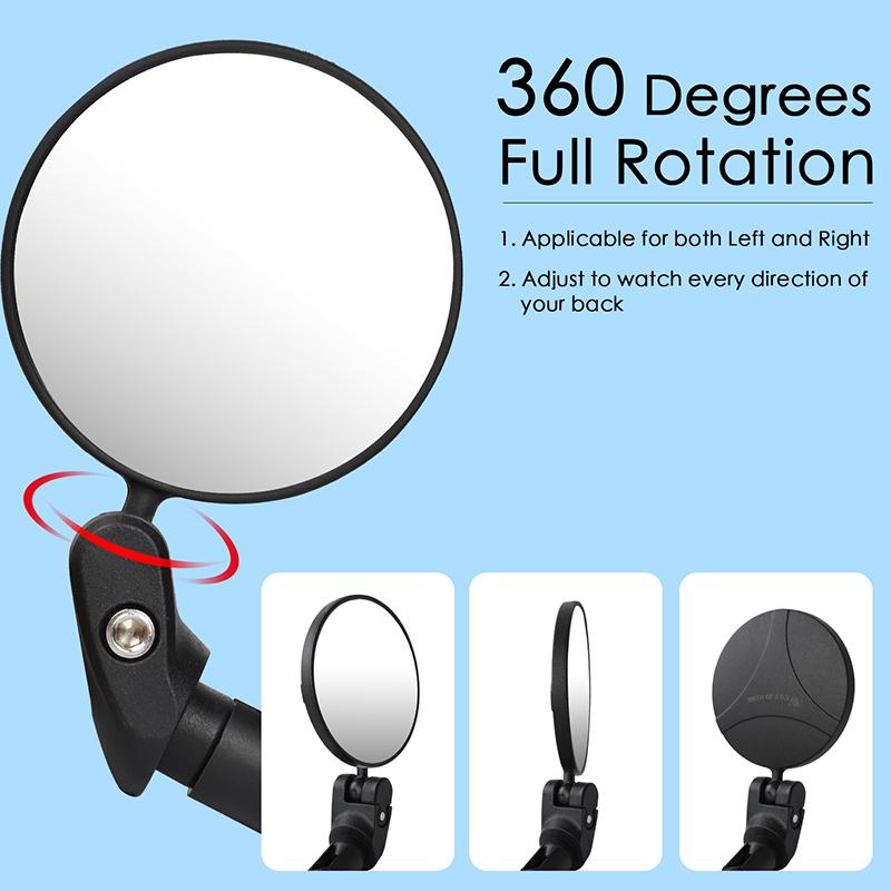 WEST BIKING Bicycle Rearview 360 Rotate Safety Cycing Rear View Mirror Bike Accessories For 18-25MM MTB Bike Handlebar Mirrors