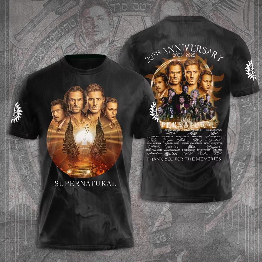 New supernatural TV series T-shirt 3D printed short-sleeved street T-shirt