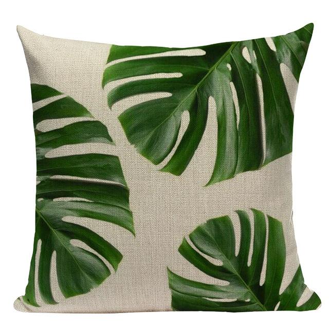 Tropical Plants Palm Tree Printed Decorative Throw Pillow Cushion Cover Case Green Leaf Leaves Cushion Case For Sofa Home