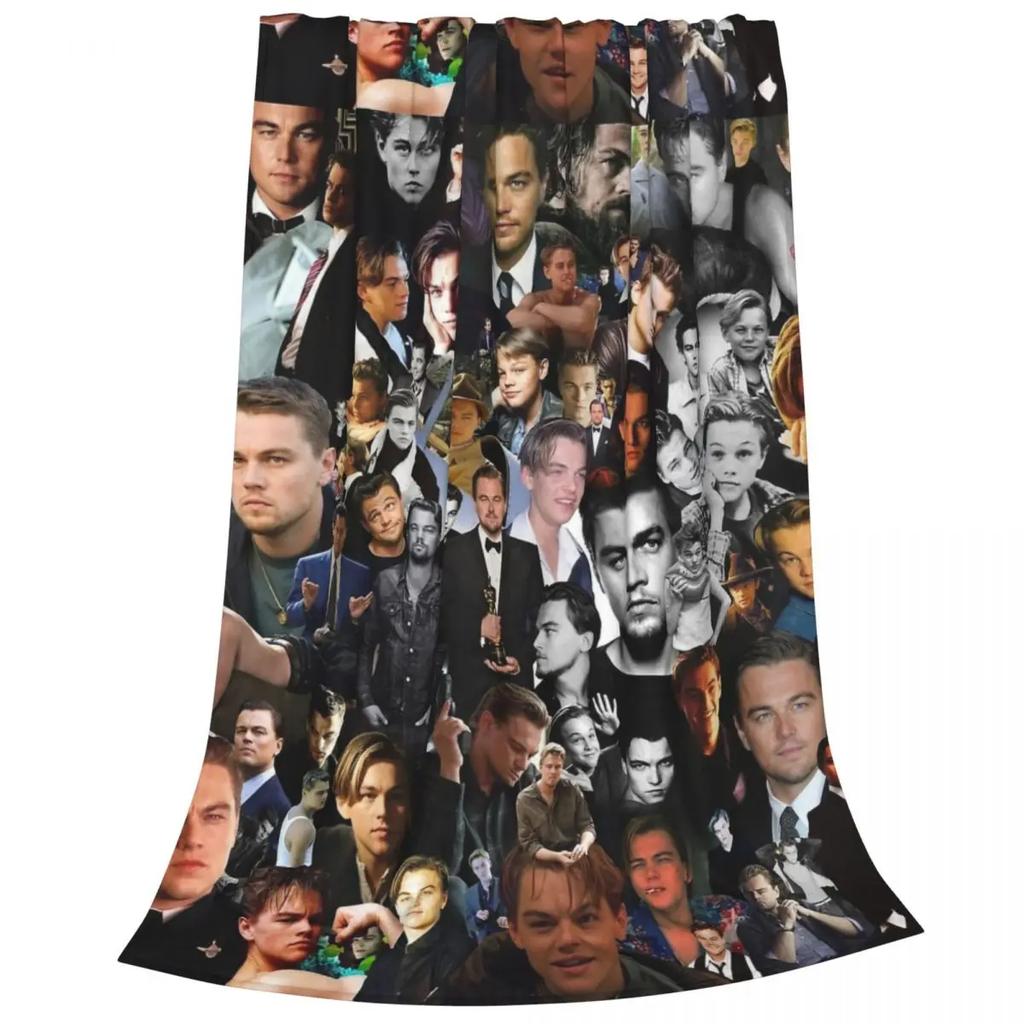 Leonardo Dicaprio Collage Fuzzy Blanket Vintage Throw Blankets for Home Hotel Sofa 150*125cm Quilt