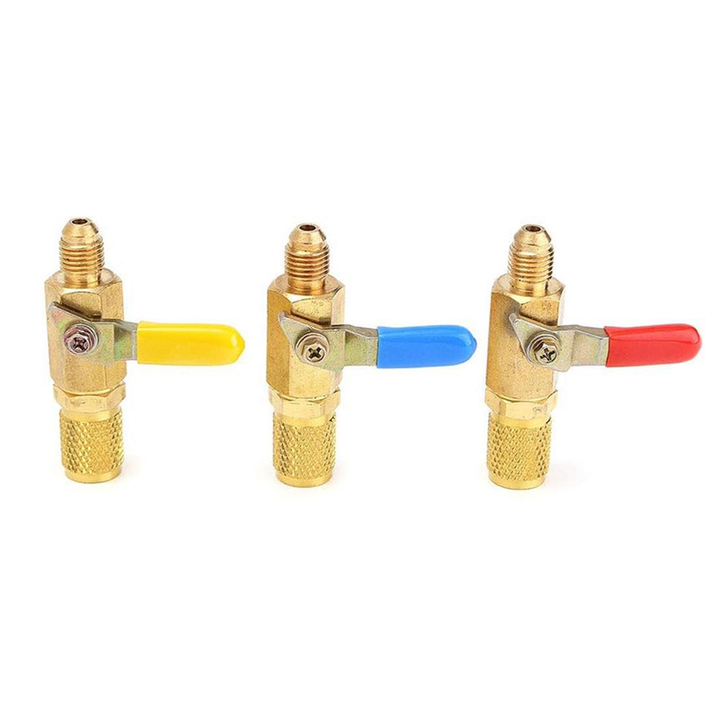 Pack of 3 Air Conditioning Refrigerant Ball Valve Kits Shut-off Valves Brass Material Repair Part for Multifuntion Use