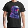 Men Fashion Casual Short Sleeves Futuristic Astronaut Black Tees Oversized T-shirts