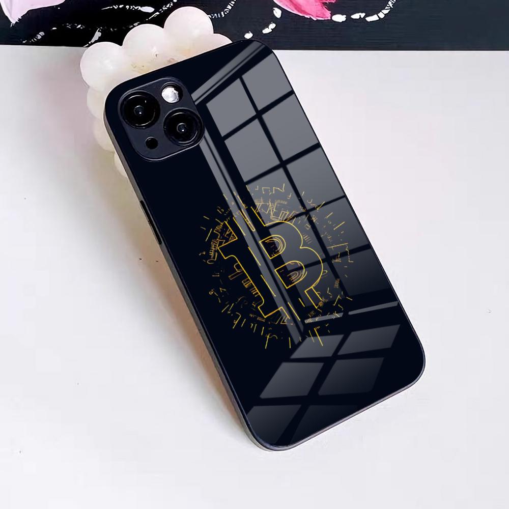 Чехол для телефона Bitcoin Cryptocurrency Btc для iPhone 17 Pro Max 16 15 14 Pro Max 13 11 X Xs Xr 8 7Plus Стеклянная крышка