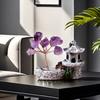 Crystal Money Tree Healing Crystal Ornament Amethyst Fengshui Tree with Tower Figurine for Home Desk Shelf Zen Decoration