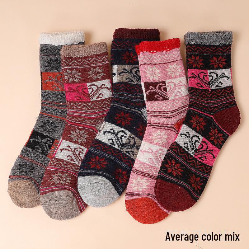Thick Winter Terry Wool Socks for Middle-Aged and Elderly Women