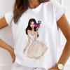 Summer Printed round Neck T-shirt for Girls Women's Casual Short Sleeve Top Aesthetic