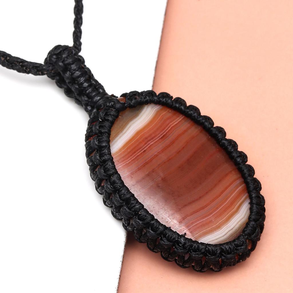 Агатовое ожерелье Красный макраме драгоценный камень Бисерное ожерелье макраме камень красный Ручная работа