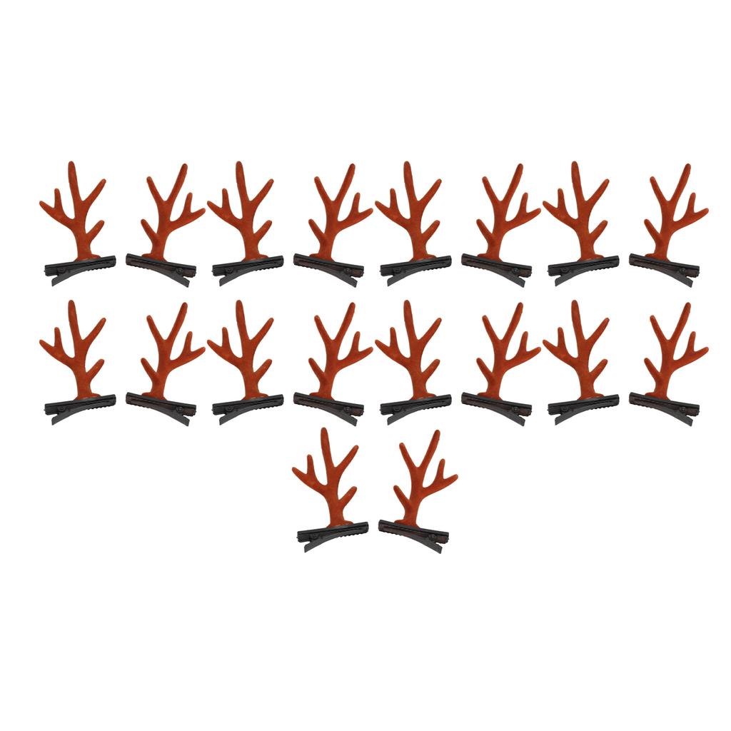 9 Pairs Reindeer Christmas Hairpin Lovely Reindeer Antlers Hair Clip for Party Brown