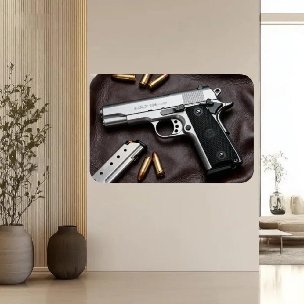 Винтажный металлический постер Colt 1911 Пистолет Ретро Настенное искусство для мужской пещеры Бара Гаража