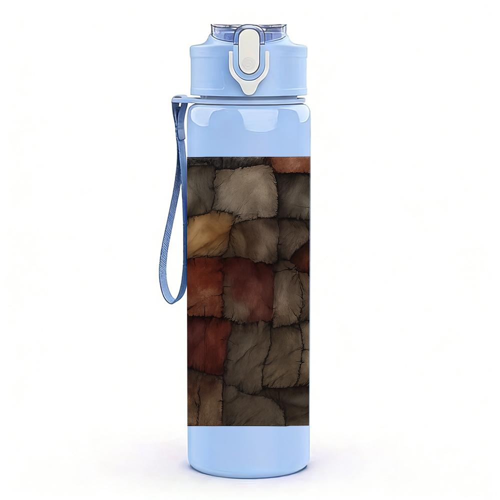 1PC Rough Stone Wall Texture Background 750ml Color Plastic Sports Water Bottle Leakproof Flip Straw Lid Suitable for Sports Office Home Use