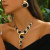 1 Set of Oval Snail Shaped Link Necklace Earrings Set, Retro Exquisite and Exaggerated European and American Style