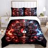3pcs Fire and Ice Yin Yang Dragons Bedding Set - Includes Quilt Cover and Pillowcases, Suitable for All Seasons, Machine Washable - Ideal Gift fo