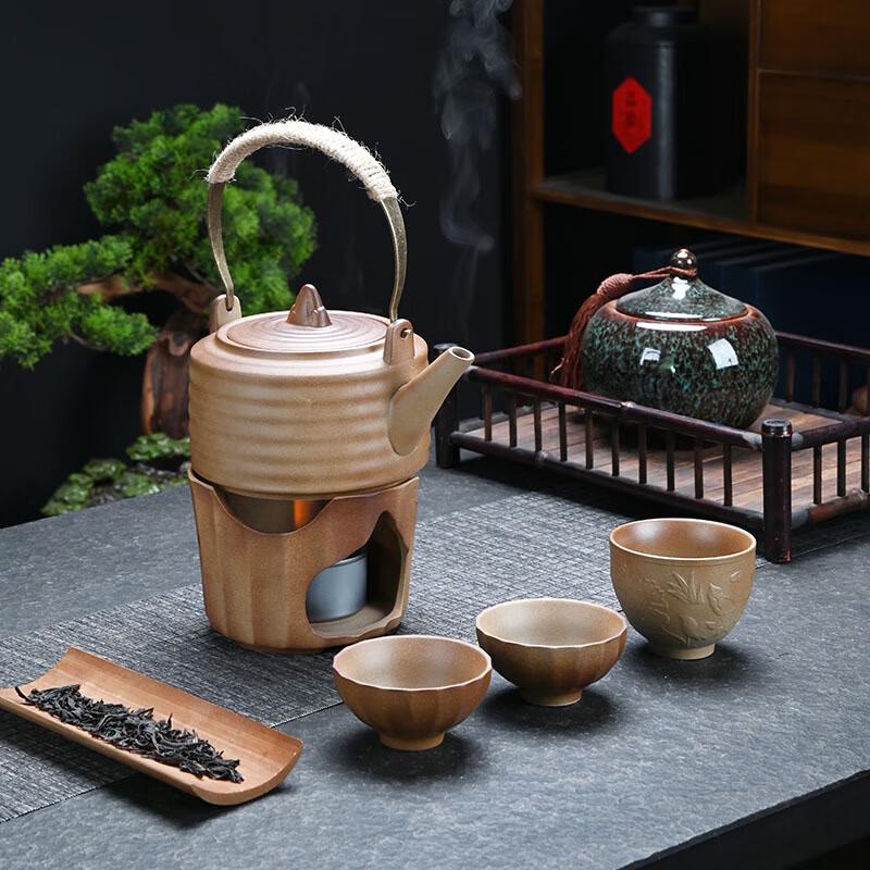 Dan Shi Zhi Yuan Coarse Pottery Teapot & Warming Set