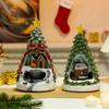 Рождественская деревня с елкой, светящаяся фигурка с вращающимся поездом Санты, играет 8 праздничных мелодий, расписанная вручную, зимняя сцена, декор, подарок для друзей