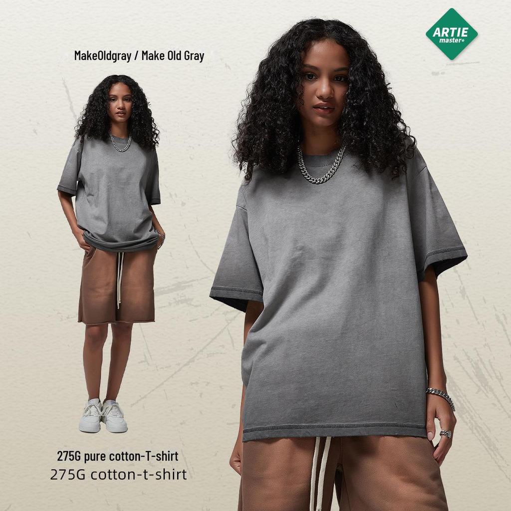 Мужская ретро-футболка ARTIE | Коллекция весна/лето 2024: 275 г Мытый, обжаренный, цветной, со старым краем