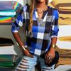 Женская весенне-осенняя клетчатая пуловер с v-образным вырезом и длинными рукавами, блузка, женская рубашка, топы
