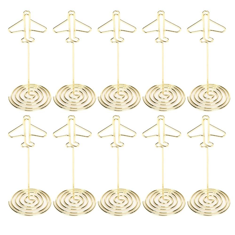 10Pcs Airplane Shape Metal Photo Holder with Base Desktop Card Holder  Table Card Display
