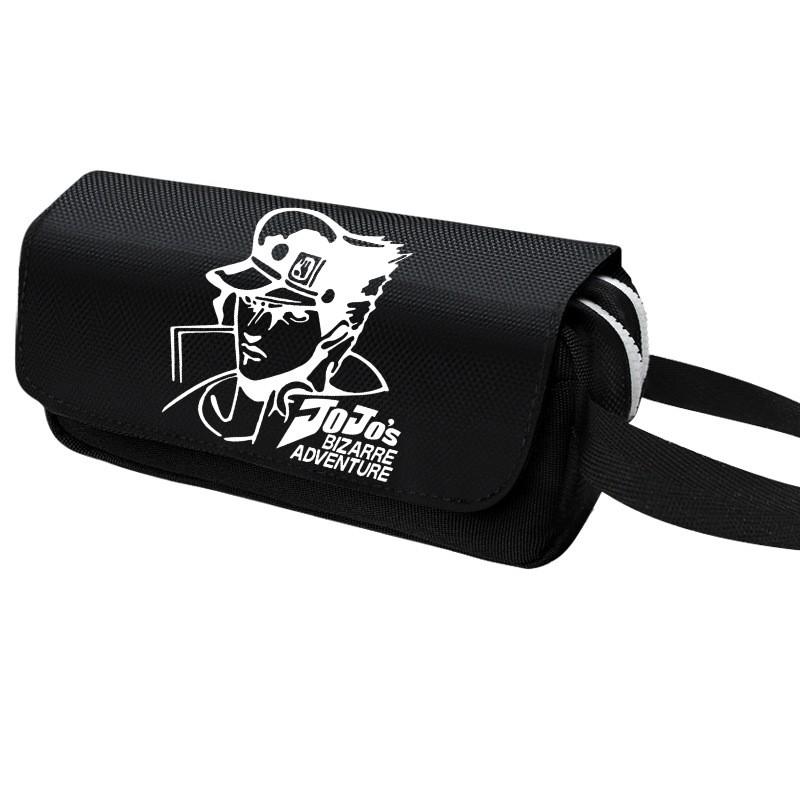 JoJos Bizarre Adventure Pencil Case Kujo Jotaro Zipper Flip Pouch Large Capacity School Stationery Organizer Students