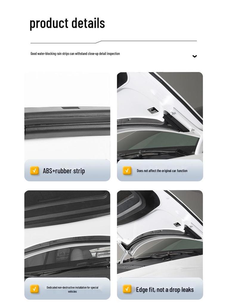 Tesla Model Y Front Hood Water Deflector Seal Strip Modification Accessory