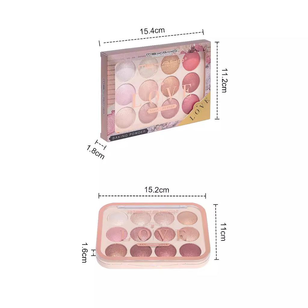 Sweet Eyes Palette Makeup Twelve Colors Fine Flash Eyeshadow Palette Matte Long-lasting Color Development Sweat Eyeshadow Palette Makeup Supplies