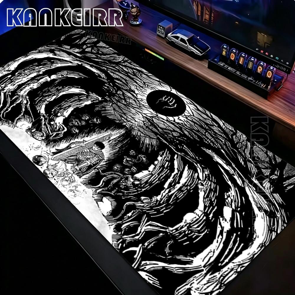 Black White Anime Mouse Pad Guts sword in Berserk Gamer Big Mouse Mat Computer Gaming Accessories Keyboard Laptop Mousepad