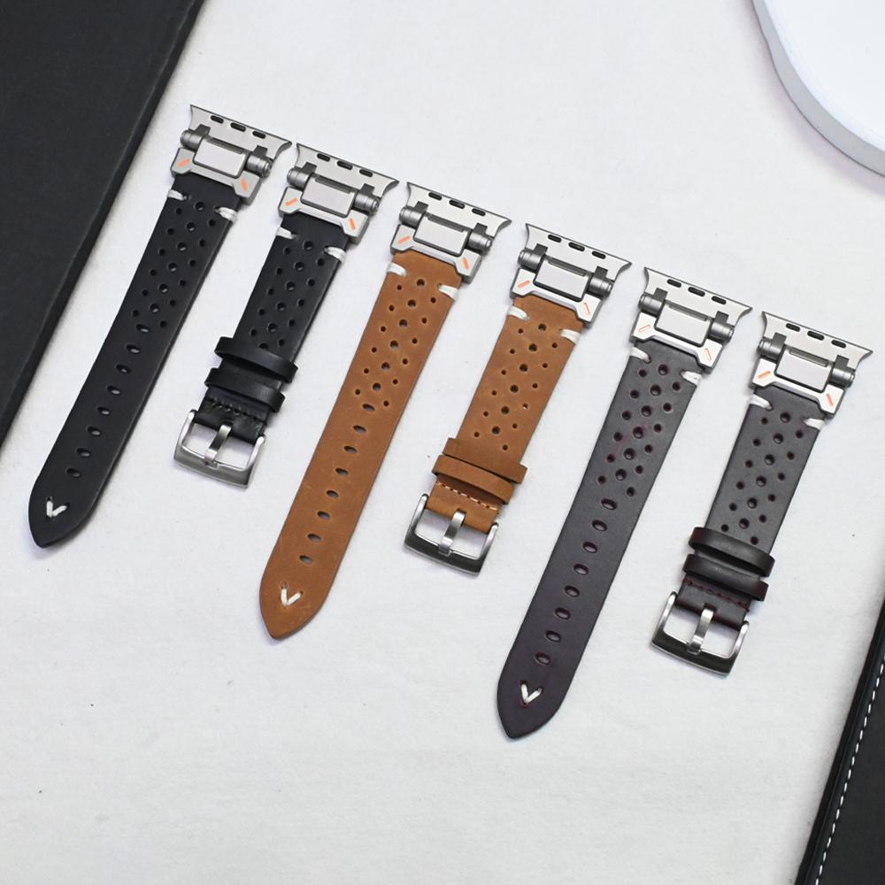 Роскошный кожаный ремешок для Apple Watch Ultra 3 49 мм 11 46 мм Браслет для iWatch ultra 2 49 мм Серии 9 8 7 se 6 45 мм 44 мм Ремешок для часов