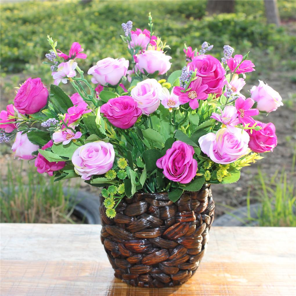 Букет из 10 искусственных роз, имитация декора, свадебный цветок из ткани